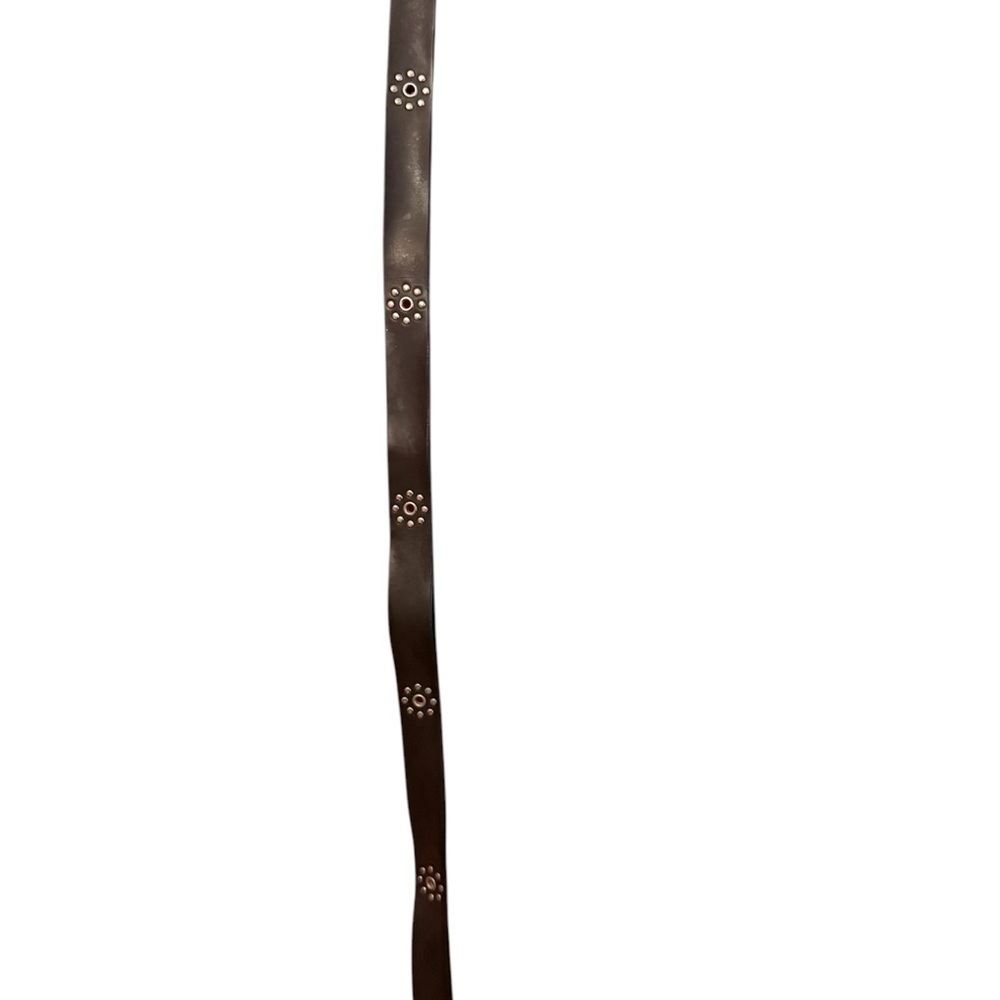 Brown Leather Belt with Floral Accents
